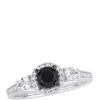 Cheap 🎉 5/8 ct. t.w. Black and White Diamond and 3/8 ct. t.w. White Sapphire Halo Engagement Ring in 10K White Gold by Belk & Co. ⌛