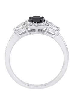 Cheap 🎉 5/8 ct. t.w. Black and White Diamond and 3/8 ct. t.w. White Sapphire Halo Engagement Ring in 10K White Gold by Belk & Co. ⌛ -DealsBelk & Co. Store Belk 26904