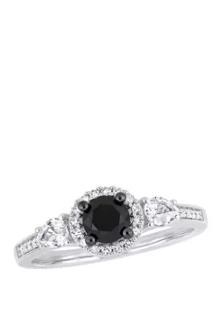 Cheap 🎉 5/8 ct. t.w. Black and White Diamond and 3/8 ct. t.w. White Sapphire Halo Engagement Ring in 10K White Gold by Belk & Co. ⌛ -DealsBelk & Co. Store Belk 26907
