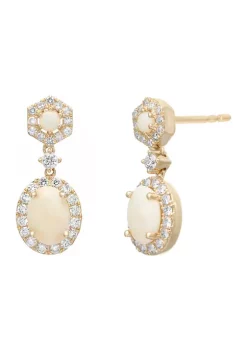 Budget 🌟 3/4 ct. t.w. Opal and 1/3 ct. t.w. Diamond Earrings in 10K Yellow Gold by Belk & Co. 🤩