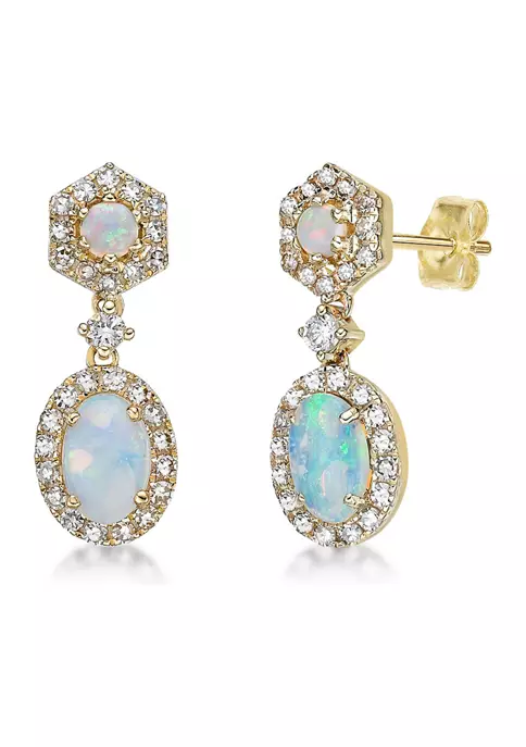 Budget ๐ 3/4 ct. t.w. Opal and 1/3 ct. t.w. Diamond Earrings in 10K Yellow Gold by Belk & Co. ๐คฉ 2 Budget ๐ 3/4 ct. t.w. Opal and 1/3 ct. t.w. Diamond Earrings in 10K Yellow Gold by Belk & Co. ๐คฉ - Image 2