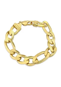 New 🌟 18k Yellow Gold Plated Sterling Silver 14.5mm Figaro Chain Bracelet, 9" by Belk & Co. 🥰