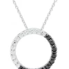 Best Sale 😀 1/3 ct. t.w. Black and White Diamond Pendant with 18 Inch Rope Chain in 10K White Gold by Belk & Co. 👏