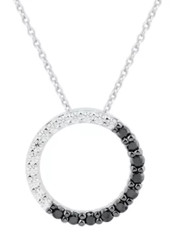 Best Sale 😀 1/3 ct. t.w. Black and White Diamond Pendant with 18 Inch Rope Chain in 10K White Gold by Belk & Co. 👏