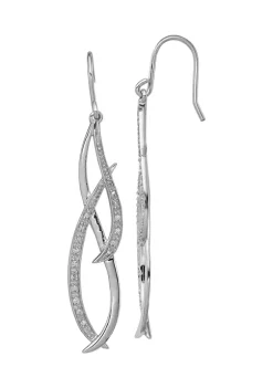 Buy 🎁 1/10 ct. t.w. Diamond Dangle Earrings in Rhodium Plated Sterling Silver by Belk & Co. 🛒