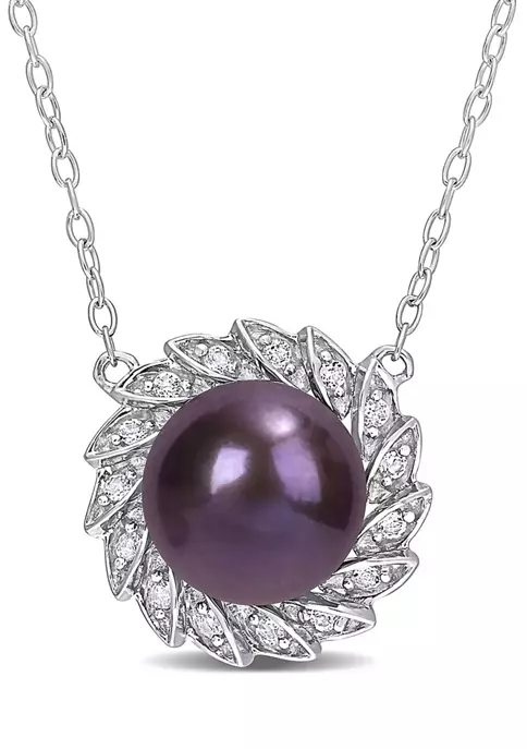 Coupon ๐ 9.5-10mm Black Freshwater Cultured Pearl and 1/6 CT TGW White Topaz Floral Pendant with Chain in Sterling Silver by Belk & Co. ๐ 5 Coupon ๐ 9.5-10mm Black Freshwater Cultured Pearl and 1/6 CT TGW White Topaz Floral Pendant with Chain in Sterling Silver by Belk & Co. ๐ - Image 5