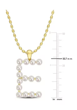Deals 💯 3.5-4mm Freshwater Cultured Pearl "E" Initial Pendant with Chain in Yellow Plated Sterling Silver by Belk & Co. ⌛ -DealsBelk & Co. Store Belk 26980