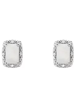 Wholesale 🎉 Sterling Silver 6x4mm Emerald Cut Opal Diamond Accent Halo Stud Earrings by Belk & Co. ✨ -DealsBelk & Co. Store Belk 26988