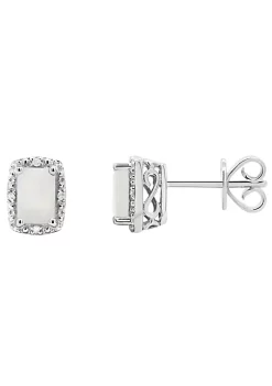 Wholesale 🎉 Sterling Silver 6x4mm Emerald Cut Opal Diamond Accent Halo Stud Earrings by Belk & Co. ✨ -DealsBelk & Co. Store Belk 26990