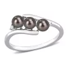 Budget 🔥 3.5-4 Millimeter Black Freshwater Cultured Pearl and Diamond Accent Triple Pearl Bypass Ring in Sterling Silver by Belk & Co. 🔥