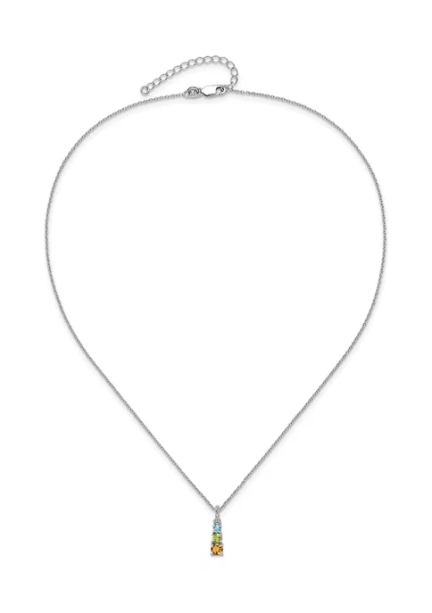 Outlet 🥰 3/4 ct. t.w. Peridot, Citrine, Light Swiss Blue Topaz and White Topaz 3-Stone Pendant with 18-Inch Cable Chain in Rhodium-Plated Sterling Silver by Belk & Co. 💯 3 Outlet 🥰 3/4 ct. t.w. Peridot, Citrine, Light Swiss Blue Topaz and White Topaz 3-Stone Pendant with 18-Inch Cable Chain in Rhodium-Plated Sterling Silver by Belk & Co. 💯 - Image 3