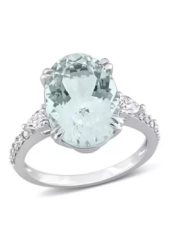 Best reviews of ✔️ 5.6 ct. t.g.w. Aquamarine and 2/5 ct. t.w. Diamond Cocktail Ring in 14K White Gold by Belk & Co. 🎁