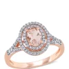 Cheapest 👏 3/4 ct. t.w. Morganite and 1/4 ct. t.w. Diamond Oval Double Halo Ring in 14K Rose Gold by Belk & Co. 🛒