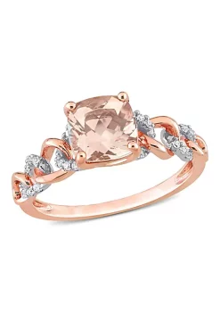 Buy 😉 Cushion Morganite and 1/10 CT TW Diamond Link Ring in 10k Rose Gold by Belk & Co. 🎉