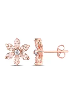 Best Pirce 🧨 3 ct. t.w. Morganite and Diamond Accent Floral Stud Earrings in 10k Rose Gold by Belk & Co. 🎉 -DealsBelk & Co. Store Belk 27022