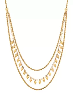 Flash Sale 🔔 Triple Layers Beads and Rope Chain Drop Necklace in 10K Yellow Gold by Belk & Co. ✨