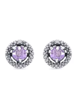 Brand new ❤️ 3/4 ct. t.w. Amethyst and 1/10 ct. t.w. Diamond Halo Stud Earrings in Sterling Silver by Belk & Co. 😉 -DealsBelk & Co. Store Belk 2703