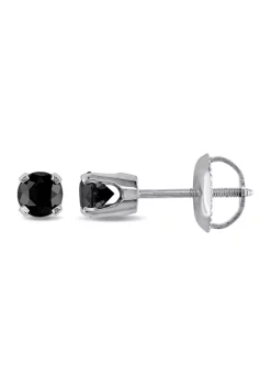 Cheap ๐ 1/2 ct. t.w. Black Diamond Solitaire Stud Earrings in 14K White Gold by Belk & Co. ๐