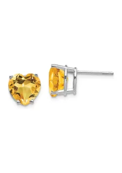 Best Pirce 🎁 3.2 ct. t.w. Citrine Heart Stud Earrings 14K White Gold by Belk & Co. 👏