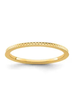 Buy ✔️ 10K Gold 1.2mm Criss-Cross Pattern Stackable Band by Belk & Co. 💯
