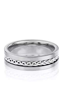Buy 🤩 Men's Stainless Steel Ring with Braided Cord by Belk & Co. ⌛