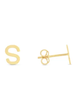 Best Sale 🔔 14KY Yellow Gold Initial-S Post Earring by Belk & Co. 👏 -DealsBelk & Co. Store Belk 27088