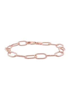 Outlet 👏 18k Rose Gold Plated Sterling Silver Twisted Rolo Chain Bracelet, 7.5" by Belk & Co. ✔️