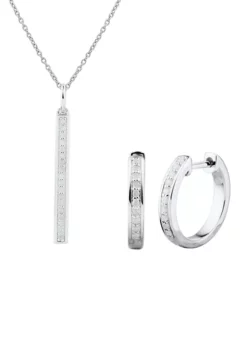 Best Sale 🔔 1/4 ct. t.w. Diamond Necklace and Earrings Set in Sterling Silver with 18" Cable Chain by Belk & Co. 👏 -DealsBelk & Co. Store Belk 271