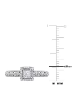 Best Pirce 😍 3/8 CT TDW Diamond Square Halo Ring in 10k White Gold by Belk & Co. 🧨 -DealsBelk & Co. Store Belk 27116