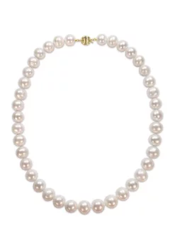 Coupon 🛒 10-12 Millimeter Cultured Freshwater Pearl Necklace with 14k Yellow Gold Ball Clasp by Belk & Co. 😍