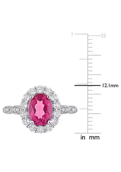 Discount 🛒 Oval Pink Topaz and Diamond Accent Halo Ring in 10k White Gold by Belk & Co. 🤩 -DealsBelk & Co. Store Belk 27140