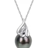 Flash Sale 🎁 9-10MM Tahitian Cultured Pearl and Diamond Accent Swirl Necklace in 14k White Gold by Belk & Co. ❤️