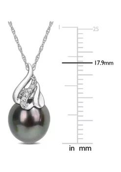 Flash Sale 🎁 9-10MM Tahitian Cultured Pearl and Diamond Accent Swirl Necklace in 14k White Gold by Belk & Co. ❤️ -DealsBelk & Co. Store Belk 27145