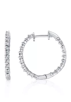 Cheapest 🥰 5/8 ct. t.w. Diamond Hoop Earrings in Sterling Silver by Belk & Co. 🔔