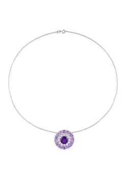 Best Sale 🎁 11.24 ct. t.g.w. Amethyst, African Amethyst and White Topaz Double Halo Circle Pendant with Chain in Sterling Silver by Belk & Co. 🎁 -DealsBelk & Co. Store Belk 27157