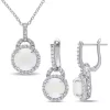 Promo ✨ 2-Piece Set 5 1/4 CT TGW Opal and White Topaz Halo Pendant with Chain and Hoop Halo Charm Earrings in Sterling Silver by Belk & Co. 🛒