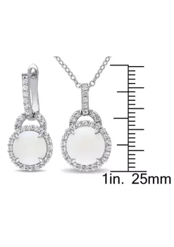 Promo โจ 2-Piece Set 5 1/4 CT TGW Opal and White Topaz Halo Pendant with Chain and Hoop Halo Charm Earrings in Sterling Silver by Belk & Co. ๐ 7 Promo โจ 2-Piece Set 5 1/4 CT TGW Opal and White Topaz Halo Pendant with Chain and Hoop Halo Charm Earrings in Sterling Silver by Belk & Co. ๐ -DealsBelk & Co. Store Belk 27163