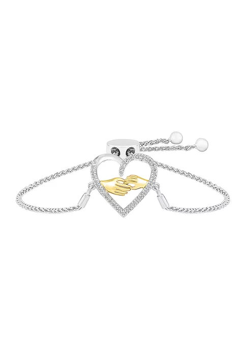 Outlet ๐ 1/6 ct. t.w. Diamond Mom Heart Bolo Bracelet in Sterling Silver & 10K Yellow Gold by Belk & Co. ๐ 1 Outlet ๐ 1/6 ct. t.w. Diamond Mom Heart Bolo Bracelet in Sterling Silver & 10K Yellow Gold by Belk & Co. ๐