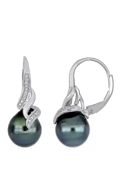 Wholesale ❤️ Pearl and 1/10 ct. t.w. Diamond Accent Swirl Drop Earrings in Sterling Silver by Belk & Co. 🛒 -DealsBelk & Co. Store Belk 27184