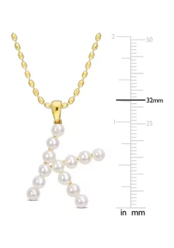 Brand new 🎉 3.5-4mm Freshwater Cultured Pearl ""K"" Initial Pendant with Chain in Yellow Plated Sterling Silver by Belk & Co. ❤️ -DealsBelk & Co. Store Belk 27197