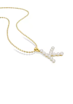 Brand new 🎉 3.5-4mm Freshwater Cultured Pearl ""K"" Initial Pendant with Chain in Yellow Plated Sterling Silver by Belk & Co. ❤️ -DealsBelk & Co. Store Belk 27198
