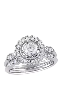 Best Pirce 👍 2 Piece 3/4 ct. t.w. Diamond Halo Bridal Ring Set in 10k White Gold by Belk & Co. ✔️ -DealsBelk & Co. Store Belk 27220