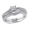 Cheapest 😉 1/4 CT TW Princess Cut Quad and Round Diamond Crossover Bridal Set in 10k White Gold by Belk & Co. 🥰