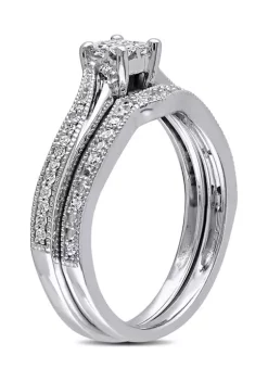 Cheapest 😉 1/4 CT TW Princess Cut Quad and Round Diamond Crossover Bridal Set in 10k White Gold by Belk & Co. 🥰 -DealsBelk & Co. Store Belk 27225