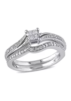 Cheapest 😉 1/4 CT TW Princess Cut Quad and Round Diamond Crossover Bridal Set in 10k White Gold by Belk & Co. 🥰 -DealsBelk & Co. Store Belk 27228
