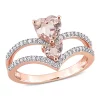 Promo 😀 Heart Shape Morganite and 1/4 CT Diamond 2-Stone Open Ring in 10k Rose Gold by Belk & Co. 😍
