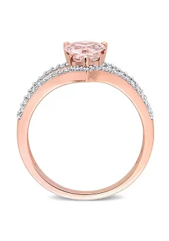Promo 😀 Heart Shape Morganite and 1/4 CT Diamond 2-Stone Open Ring in 10k Rose Gold by Belk & Co. 😍 -DealsBelk & Co. Store Belk 27235