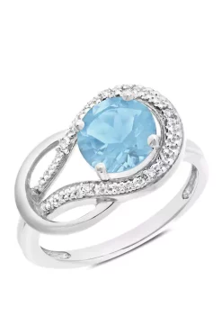 Hot Sale ✨ 10K White Gold Blue Topaz and 2 ct. t.w. Diamond Accent Ring by Belk & Co. 🎁