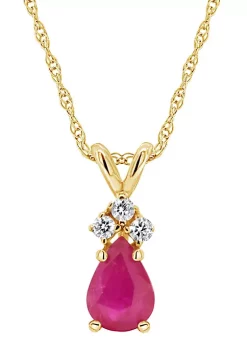 Best Pirce 🧨 14K Gold 7x5 Pear Shape Ruby Diamond Accent Pendant by Belk & Co. 🛒 -DealsBelk & Co. Store Belk 27268