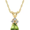 Cheapest ❤️ 14K Gold 7x5 Pear Shape Peridot Diamond Accent Pendant by Belk & Co. 🎉